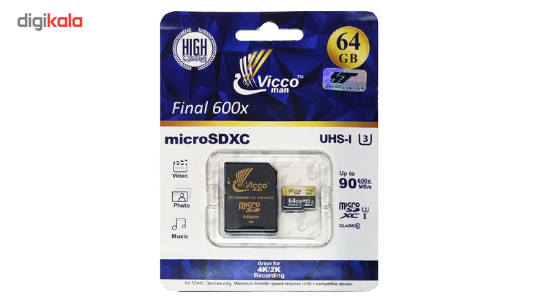 کارت حافظه microSDXC ویکو من مدل Final 600X کلاس 10 استاندارد UHS-I U3 سرعت 90MBps ظرفیت 64گیگابایت همراه با آداپتور SD